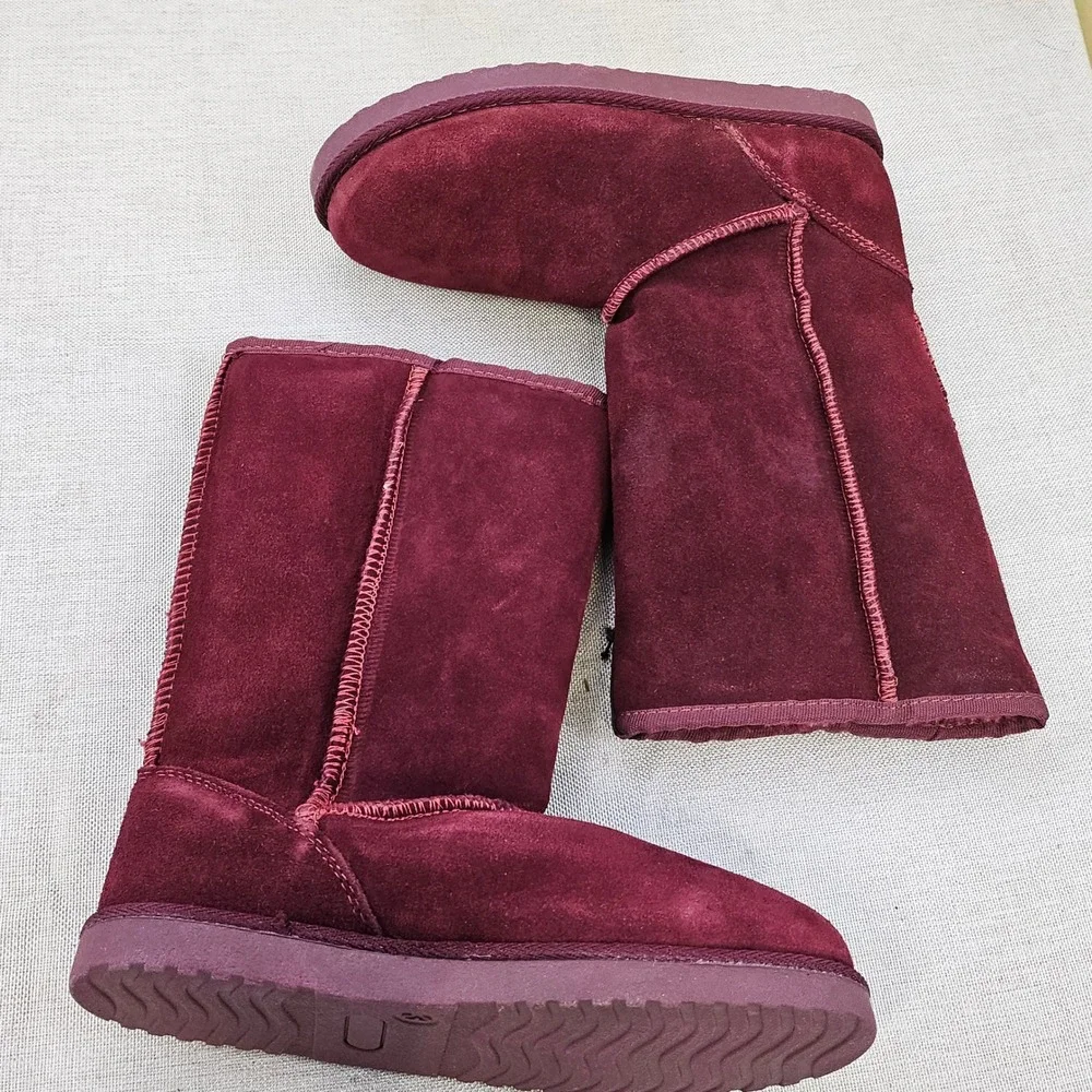 Cherokee Tessa Burgundy Suede with Faux‎ Fur Lined Boots Youth Size 3